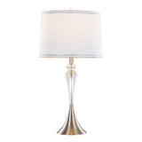Ashland 28" Contemporary Crystal Table Lamp in Clear Crystal, Brushed Nickel and White Linen Shade B202P224011