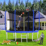 10FT Trampoline with Basketball Hoop, ASTM Approved Reinforced Type Outdoor Trampoline with K1163P147143