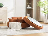 31.3"W Upholstered Round Ottoman With Reversible Lid, Chenille Storage Stool, Channel Tufted W3118P439477