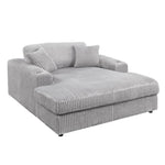 ZUN ACME Hilde Chaise w/2 Pillows, Beige Velvet LV03681