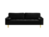 65-inch minimalist velvet sofa with metallic-coloured legs, complete with cushions, suitable for the W2795P321679