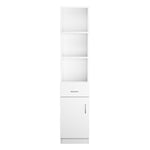 ZUN FCH Standing 5 Compartments 1 Drawer 1 Door MDF Barber Cabinet White 67610212