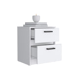 Nightstand Chequered, Two Drawes, White Finish B092123118