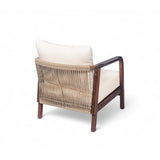28" Outdoor Lounge Chair with Woven Backrest, Solid Wood Frame, Comfortable Cushions, and Curved N767P255015D