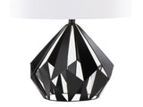 me Tri 28" Contemporary Metal Table Lamp in Matte Black Metal with White Linen Shade from Grandview B202P224044