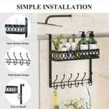 ZUN Over The Door Hooks Hanger For Clothes, Over The Door Towel Rack With Basket, Coat Hanger Over Door 96396165