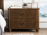 Fluted Nightstand 2-Piece Set, 21.65" Wide Side Table with 3 Drawers, Mid Century Modern Wood W5819P481407