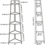 ZUN WTZ Corner Shelf 70 Inch Tall 5- Tier Industrial Corner Bookcase Corner Ladder Shelf Small 24351426