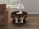 22'' Retro Round End Table,Solid Wood Sofa Side Table with Shelf,Living Room Corner Table Easy 66103170