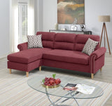 ZUN Paparika Red Color Polyfiber Reversible Sectional Sofa Set Chaise Pillows Plush Cushion Couch HS00F6449-ID-AHD