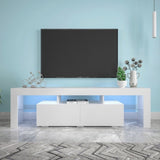 ZUN Modern White TV Stand, 20 Colors LED TV Stand w/Remote Control Lights W33131188