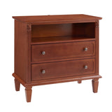 Open Space and 2 Drawers Dresser Nightstand with Charging Station, Farmhouse End Table with USB W1693P216935