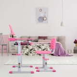 ZUN Height Adjusting Kid's Desk and Chair Set Study Station with Tiltable Table-top, Corner Guard,Book W2181P165495