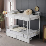 Twin Over Twin Convertible Bunk Bed with 2 Storage Drawers, Metal Bunk Bed Can be 65723139