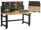 Mobile Work Bench with Pegboard, Heavy Duty Folding Work Table with Wheels, Space Saving Wood Top 81666752
