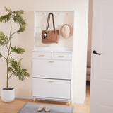 ZUN Entryway Bedroom Armoire,Shoe Cabinet,Wardrobe Armoire Closet, Drawers and Shelves, Handles, Hanging 86561655