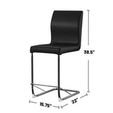 Set of 2 Padded Leatherette Dining Chairs in Black and Chrome Finish B016P156820