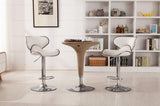 Masaccio Upholstery Airlift Adjustable Swivel Barstool with Chrome Base, Set of 2, White T2574P164838