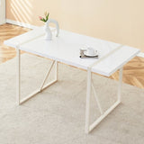 Industrial rectangular MDF Cream style dining table for 4-6 people with 1.5 inch thick MDF top and W1151P195673