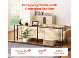 Slim Hallway Console Table, 70.9 Power Outlet Incorporated Couch Table, Single-Tier Extended 56132827