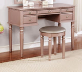 Bedroom Contemporary Vanity Set w Foldable Mirror Stool Drawers Rose Gold Color HS00F4060-ID-AHD