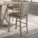 ZUN Set of 2 Dining Counter Height Chairs Modern Farmhouse Rustic Look Distressed Design Ladderback W2537P168503