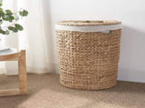 Ludmilla Round Tall Water Hyacinth Woven Wicker Laundry Hamper with Lid - For Clothes, Canvas, Toys B093P169705