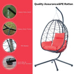 ZUN Egg Chair with Stand Indoor Outdoor Swing Chair Patio Wicker Hanging Egg Chair Hanging Basket Chair W87437580