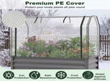 3-in-1 Metal Raised Garden Bed with Mini Greenhouse Cover, Elevated Planter Box - Gray 48993703