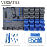 Blue wall mounted tool storage rack kit with storage box 07728243