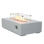 ZUN 52 Inch Outdoor Concrete Propane gas rectangle Fire Pit table in Antique white color W2620P182372