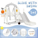 ZUN Toddler Slide and Swing Set 5 in 1, Kids Playground Climber Slide Playset with Basketball Hoop PP304159AAE