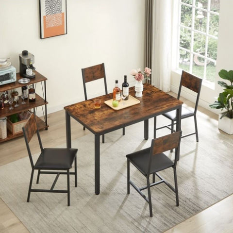 ZUN Dining Set for 5 Kitchen Table with 4 Upholstered Chairs, Rustic Brown, 47.2'' L x 27.6'' W x 29.7'' W1162107789