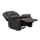 Modern Reclining Chair Dark Brown Faux Leather Upholstery Pillowtop Arms Solid Wood Frame 1pc Living B011P188428