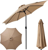 ZUN 9FT Outdoor Patio Umbrella with 8 Ribs, Table Umbrellas with Push Button Tilt/Crank, UV Protection 30943313