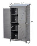 Outdoor Wooden Storage Shed with Metal Top Tall Vertical Tool Cabinet for Backyard Garden Patio Lawn W2640P262538