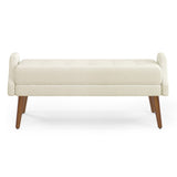 Modern living room bench, made of looped yarn fabric, with soft cushion, irregular geometric W487P183022