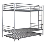 ZUN Twin-Over-Twin Metal Bunk Bed With Trundle,Can be Divided into two beds,No Box Spring needed ,White 47074765