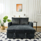 53-inch cushioned recliner sofa bed with USB charging function, pull-out sofa, fabric is corduroy W2564P335437