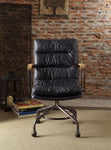 ZUN Vintage Blue Swivel Office Chair with Casters B062P189214