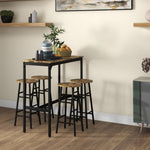 ZUN Bar Table Set for 4, Industrial High Top Table with Bar Stools, 5-Piece Small Kitchen Table and 70906777