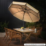 10 foot beige terrace umbrella with solar powered LED lights and multi-layered ventilated roof 63655933