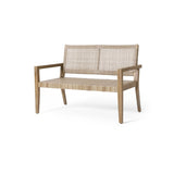 Outdoor Wicker and Acacia Wood Loveseat, Light Multibrown and Light Brown, 34'' H X 46.5'' W X 74229.00MLBRN