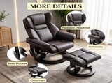 10 Point Massage Recliner Swivel Armchair with Footrest Brown 36731492