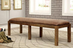 ZUN Rustic Elegance Brown Fabric Seat 1pc Bench Bold Sturdy Design Rustic Oak Solidwood Frame Dining B011P200230