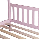 Twin House Bed with Headboard and Footboard, Twin Rubber Wood Bed with House Frame,Pink W504P225964