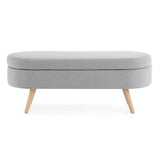 Ottoman Oval Storage Bench, Rubber Wood Legs, Grey W48764884