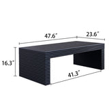 47.6" Modern Black Ribbed Coffee Table Rectangular Low Profile Center Table for Living Room W2729P309446