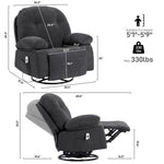 ZUN Modern Chenille Recliner Chairs Swivel Massage Rocker Recliner with Heat W1692P154176