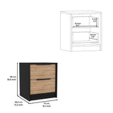 Modern Nightstand 19" H, Two Drawers, Black / Pine B097132980